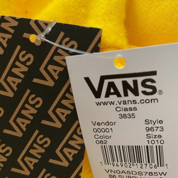 VANS 66 Supply 2 Hoodie Yellow Cotton Blend Prints Chest Back Womens VN0A5DS785W - Picture 5 of 6